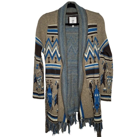 I love h81 forever 21 Womens Small Southwestern Aztec long line Cardigan sweater - Picture 2 of 12